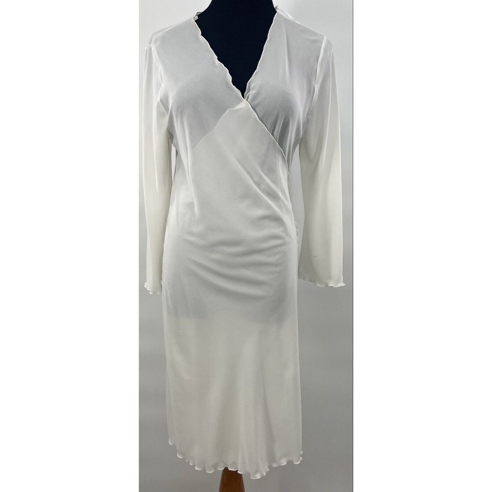 Vintage Louis Paris Feraud Womens Sheer Robe Sexy With Belt Ivory Size Small